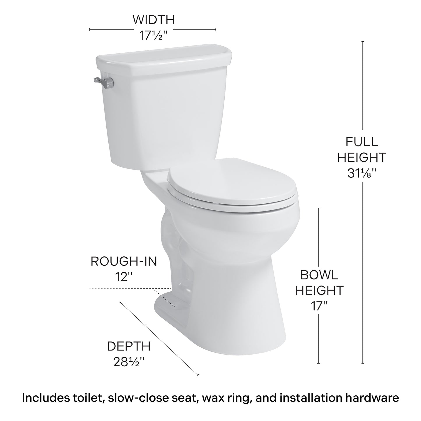 Easley™ 2-Piece 1.28 GPF White Round ADA Plus Height™ Toilet