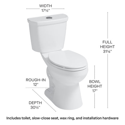 Easley™ 2-Piece 1.28/0.92 GPF Dual Flush White Elongated Plus Height™ Toilet