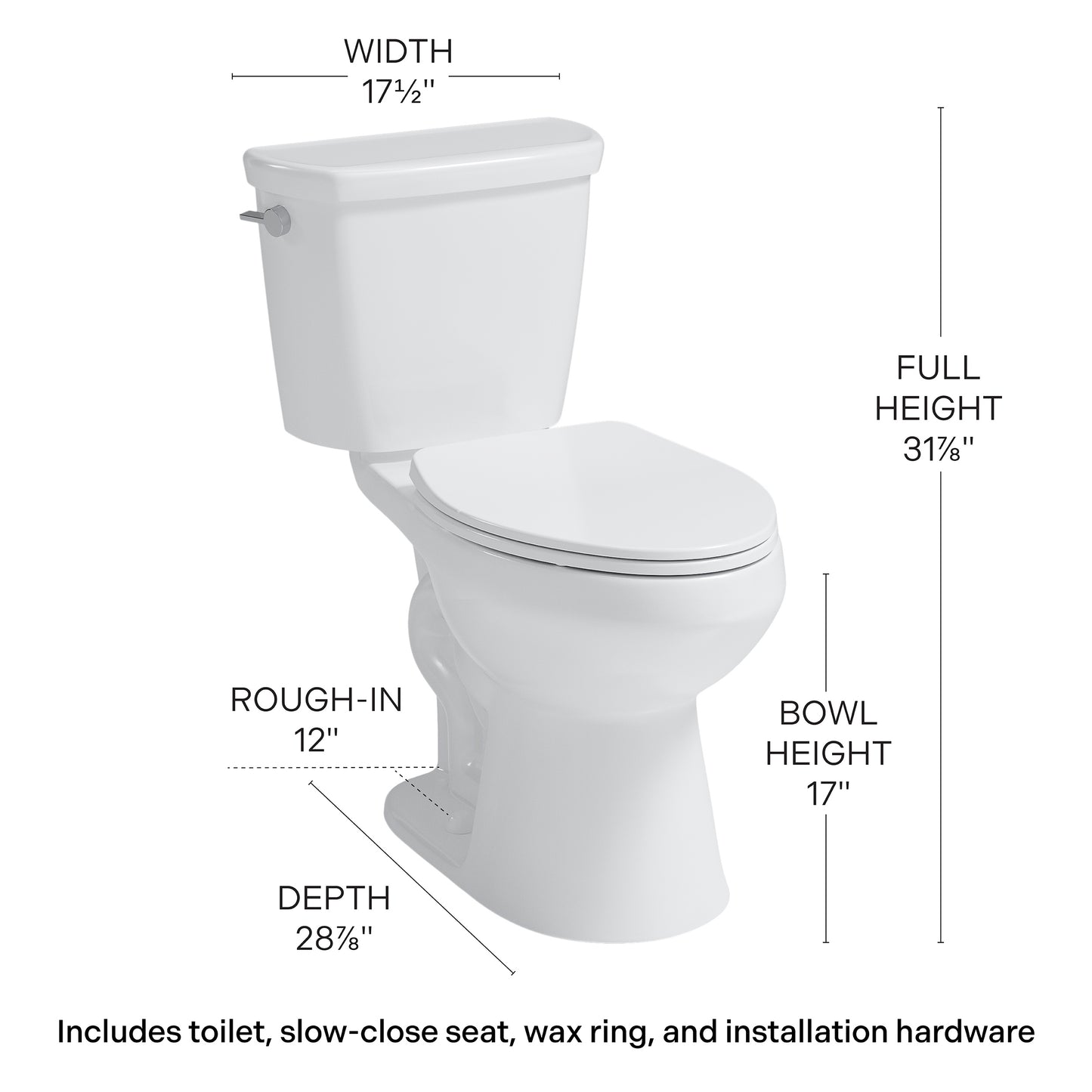 Easley™ 2-Piece 0.8 GPF Ultra Efficient White Elongated Plus Height™ Toilet