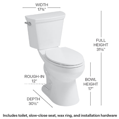 Deven™ 2-Piece 1.28 GPF White Elongated ADA Plus Height Toilet