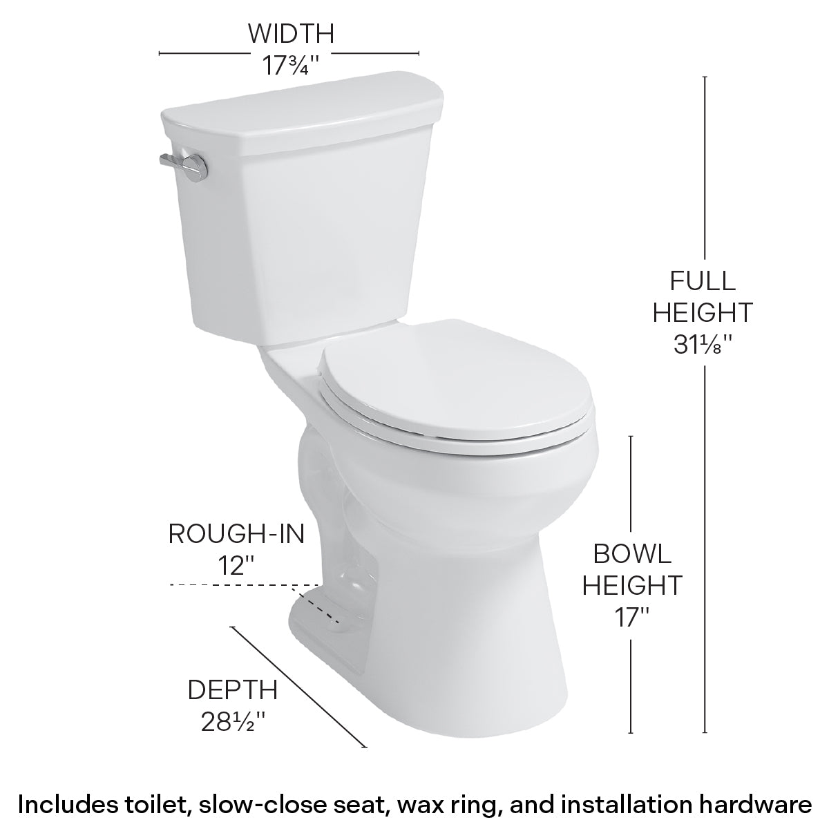 Deven™ 2-Piece 1.28 GPF White Round ADA Plus Height™ Toilet