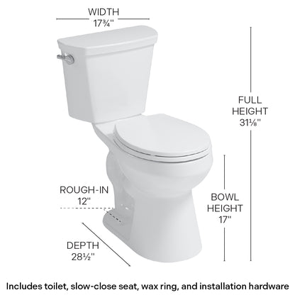 Deven™ 2-Piece 1.28 GPF White Round ADA Plus Height™ Toilet